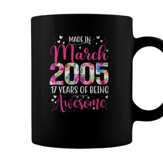 Womens 17Th Birthday Floral Gift For Girls Born In March 2005 Coffee Mug - Seseable