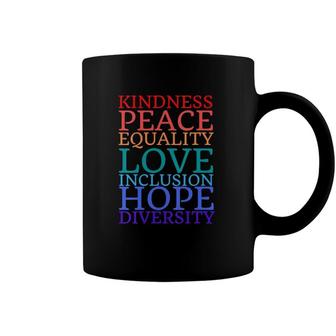 Womens 2021 Human Rights Peace Love Inclusion Equality Diversity V-Neck Coffee Mug | Mazezy CA