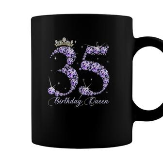 Womens 35 Years Old Its My 35Th Birthday Queen Diamond Heels Crown V-Neck Coffee Mug - Seseable