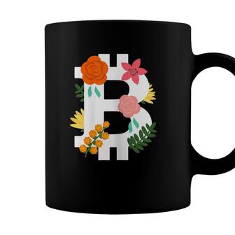 Womens Bitcoin Logo Floral Flower Btc Trader Cryptocurrency Coffee Mug - Seseable