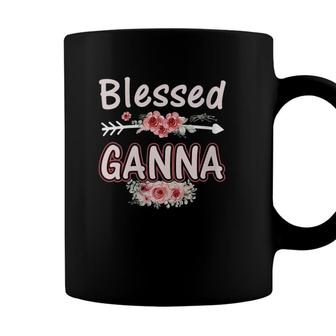 Womens Blessed Ganna Floral Mom Grandma Xmas Birthday V-Neck Coffee Mug - Seseable
