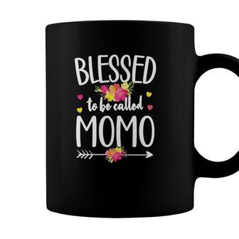 Womens Blessed To Be Called Momo Grandma Flowers Momo Grandmother Coffee Mug - Seseable