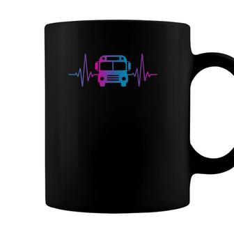 Womens Bus Driver Heartbeat Funny School Bus Driver V-Neck Coffee Mug - Seseable