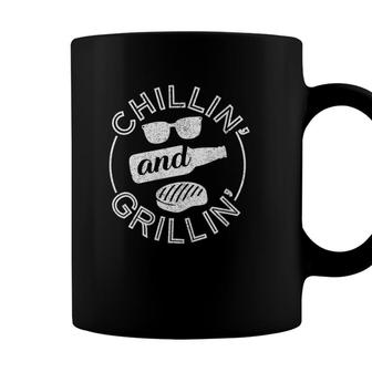 Womens Chillin And Grillin Bbq Lover Gift Dad Husband Grillmasters V-Neck Coffee Mug - Seseable