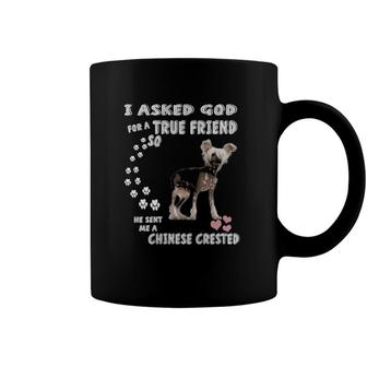 Womens Cute Puff Dog Gift Crestie Mom Dad Hairless Chinese Crested V-Neck Coffee Mug | Mazezy