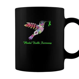 Womens Floral Hummingbird Mental Health Awareness Coffee Mug - Seseable