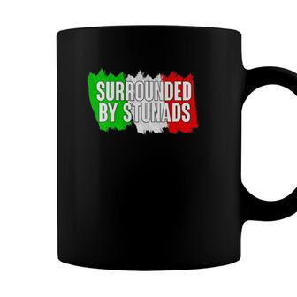Womens Funny Italian Gifts Surrounded By Stunads Italy Flag Sayings V Neck Coffee Mug - Seseable