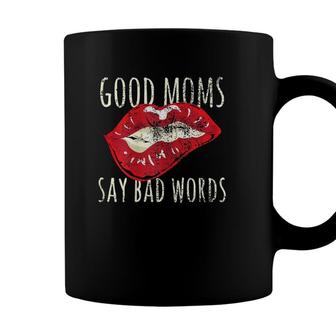 Womens Good Moms Say Bad Words Funny Best Mom Ever Biting Lips Coffee Mug - Seseable