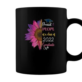 Womens Graduation Proud Mom Of A Class 2022 Graduate Sunflower V-Neck Coffee Mug - Seseable