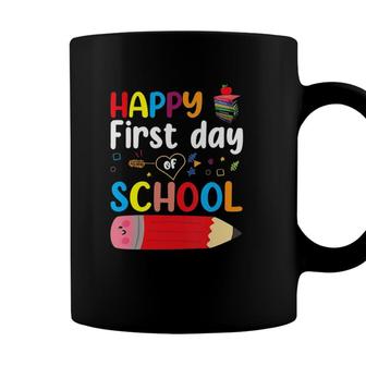 Womens Happy First Day Of School Teacher Student V-Neck Coffee Mug - Seseable