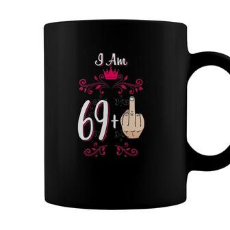 Womens I Am 69 Plus Middle Finger 70Th Birthday 70 Years Old Queen V-Neck Coffee Mug - Seseable