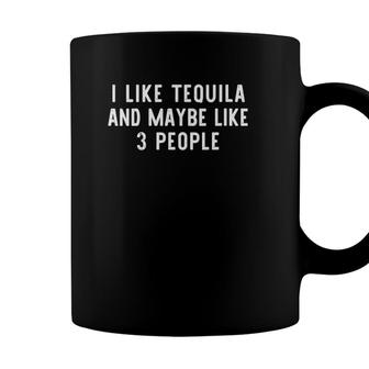 Womens I Like Tequila And Maybe Like 3 People Funny Lover Gift V-Neck Coffee Mug - Seseable