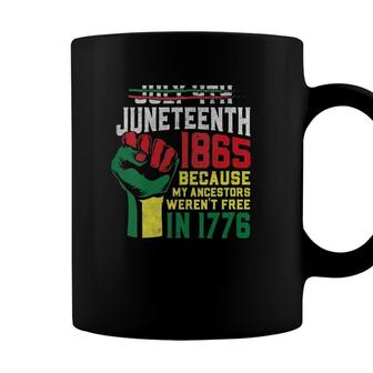Womens July 4Th Juneteenth 1865 Because My Ancestors Werent Free V-Neck Coffee Mug - Seseable