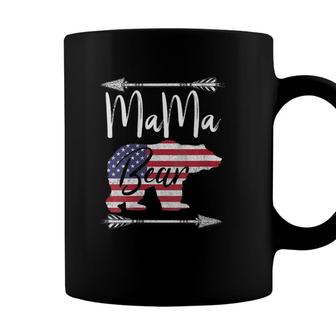 Womens Mama Bear American Flag Usa Fourth 4Th Of July Mom Gift V-Neck Coffee Mug - Seseable