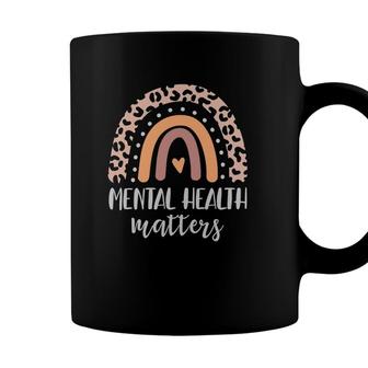 Womens Mental Health Matters Leopard Print Boho Rainbow Awareness Coffee Mug - Seseable
