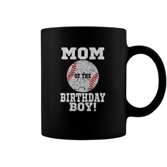 Womens Mom Of The Birthday Boy Baseball Lover Vintage Retro V-Neck Coffee Mug | Mazezy