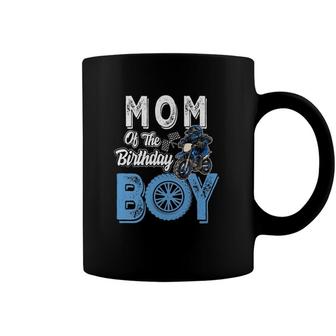 Womens Mom Of The Birthday Boy Dirt Bike B-Day Motocross Party V-Neck Coffee Mug | Mazezy