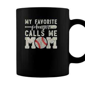 Womens My Favorite Player Calls Me Mom Baseball Cheer Boy Mother Coffee Mug - Seseable