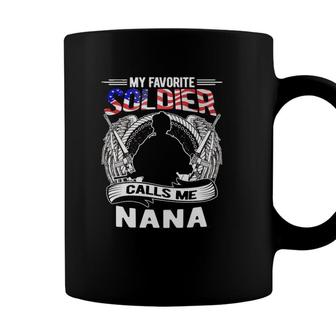 Womens My Favorite Soldier Calls Me Nana - Proud Army Grandma Gift Coffee Mug - Seseable
