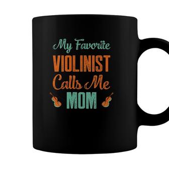 Womens My Favorite Violinist Calls Me Mom Violin Player Gifts V-Neck Coffee Mug - Seseable