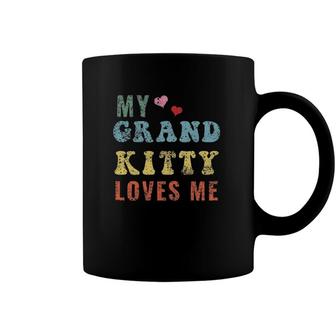 Womens My Grandkitty Loves Me Cat Grandma Gifts Kitty Distressed Coffee Mug | Mazezy