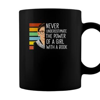 Womens Never Underestimate The Power Of A Girl With A Book Feminist V-Neck Coffee Mug - Seseable