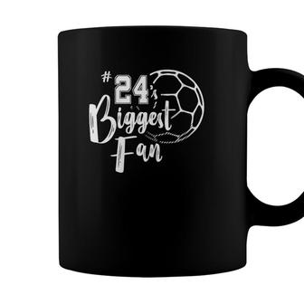 Womens Number 24S Biggest Fan Soccer Player Mom Dad Family Coffee Mug - Seseable