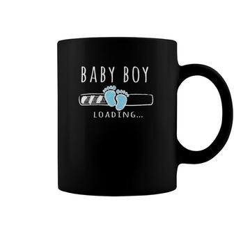 Womens Pregnant Mom Baby Boy Loading Coffee Mug | Mazezy