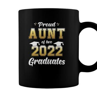 Womens Proud Aunt Of Two 2022 Graduates Senior 22 Twins Gift Coffee Mug - Seseable