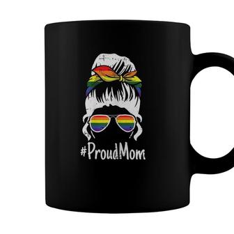 Womens Proud Mom Gay Pride Rainbow Flag Lgbt-Q Ally Mama Mother Coffee Mug - Seseable
