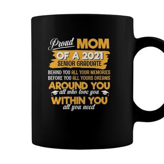 Womens Proud Mom Of A 2021 Senior Graduate Mommy Mother V-Neck Coffee Mug - Seseable