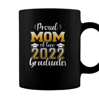 Womens Proud Mom Of Two Class Of 2022 Graduates Twins Graduation V-Neck Coffee Mug - Seseable