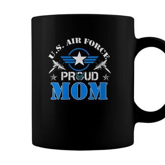 Womens Proud Mom Us Air Force - Usaf Veteran Gift V-Neck Coffee Mug - Seseable