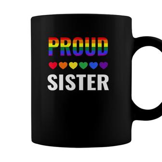 Womens Proud Sister Gay Pride Month Lgbt Ally Family Lesbian Unisex V-Neck Coffee Mug - Seseable