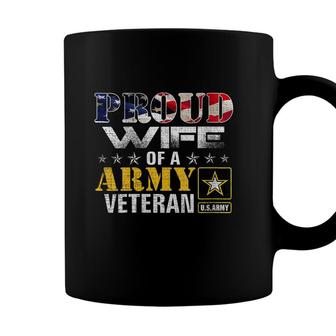 Womens Proud Wife Of A Army Veteran American Flag Military Gift Coffee Mug - Seseable