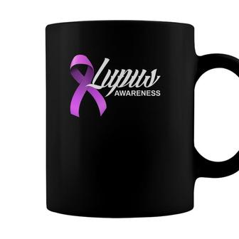 Womens Purple Ribbon Lupus Warrior Lupus Fighter Lupus Awareness Vneck Coffee Mug - Seseable