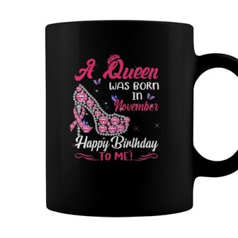 Womens Queens Born November Black Girl - November Birthday Mask Coffee Mug | Seseable UK