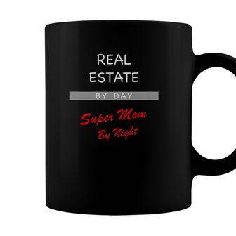 Womens Real Estate Agent By Day Super Mom By Night Funny Broker Coffee Mug - Seseable