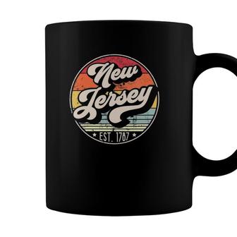 Womens Retro New Jersey Home State Nj Cool 70S Style Sunset V-Neck Coffee Mug - Seseable