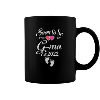 Womens Soon To Be G-Ma Est 2022 Baby Announcement V-Neck Coffee Mug | Mazezy