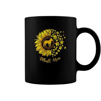 Womens Sunflower Pitbull Mom Dog Lover V-Neck Coffee Mug | Mazezy