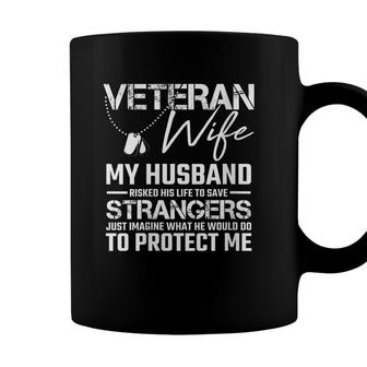 Womens Veteran Wife Army Husband Soldier Saying Cool Military Gift Coffee Mug - Seseable