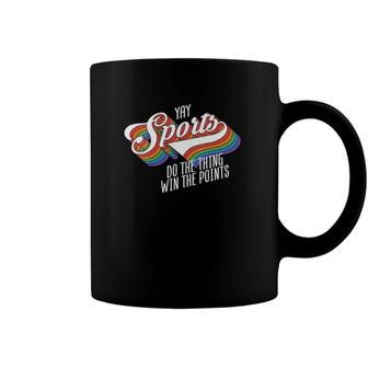 Womens Yay Sports Do Thing Win Points Retro Vintage 70S Style Gift V-Neck Coffee Mug | Mazezy