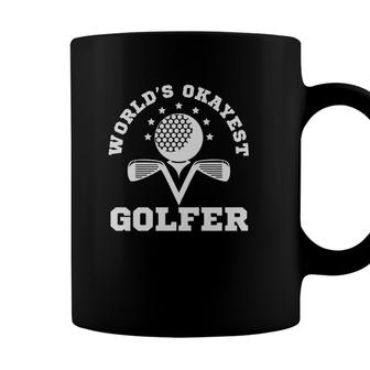 Worlds Okayest Golfer Funny Golf Player Gift For Husband Dad Coffee Mug - Seseable