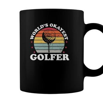 Worlds Okayest Golfer Golf Player Funny Golfing Dad Men Gift Coffee Mug - Seseable