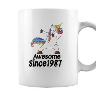 35Th Birthday Unicorn Dabbing Awesome Since 1987 35 Years Old Coffee Mug - Seseable