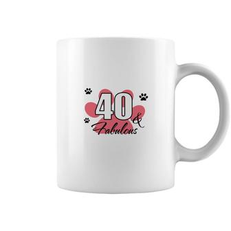 40 Happy Birthday 40Th Pink Paw Print Cat Animal Coffee Mug - Seseable