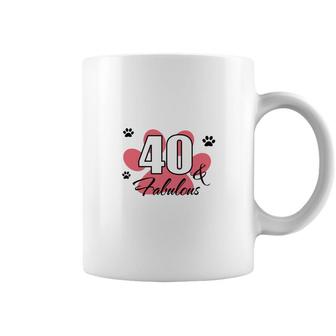 40 Happy Birthday 40Th Pink Paw Print Cat Animal Coffee Mug | Seseable CA