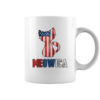 4Th Of July Meowica Cat Patriotic Flag Plus Size Coffee Mug - Seseable