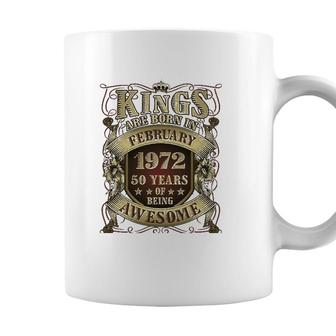 50Th Birthday Gift Kings Born In February 1972 50 Years Old Coffee Mug - Seseable
